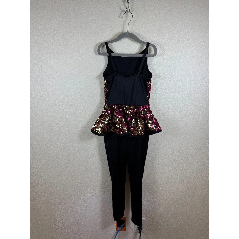 Weissman Sequin Peplum Dance Leotard Unitard Kids Size IC 7 8 11509 Stretch Glam